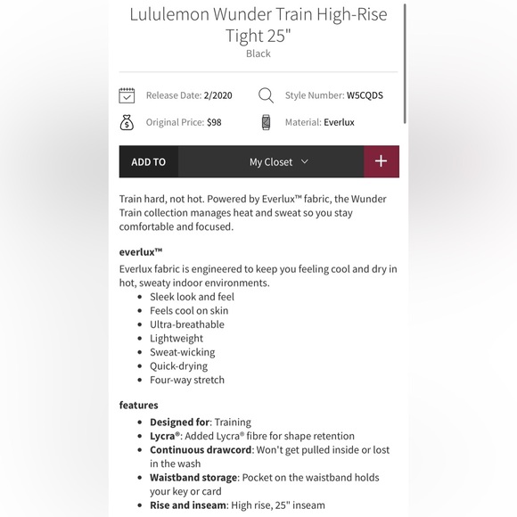 Lululemon Black Wunder Train High-Rise Tight 25" N227-61 - Picture 4 of 11